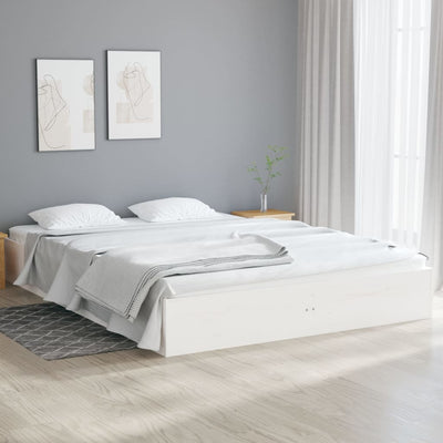 Bed Frame White Solid Wood 137x187 cm Double
