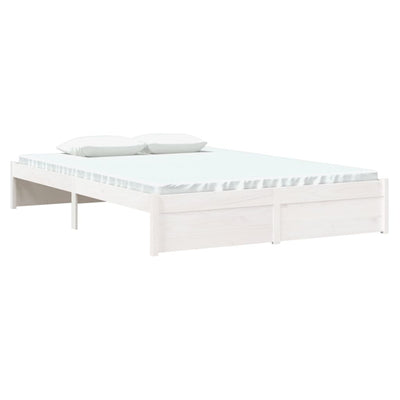 Bed Frame White Solid Wood 137x187 Double Size Payday Deals