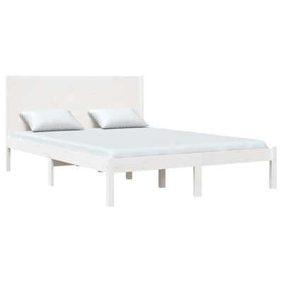 Bed Frame White Solid Wood 153x203 cm Queen Size Payday Deals