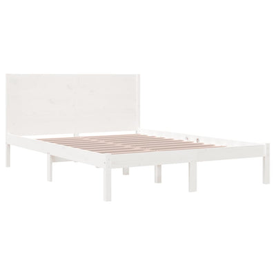 Bed Frame White Solid Wood 153x203 cm Queen Size Payday Deals