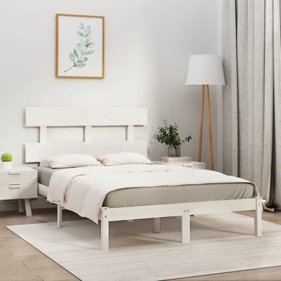 Bed Frame White Solid Wood 183x203 cm King Size Payday Deals