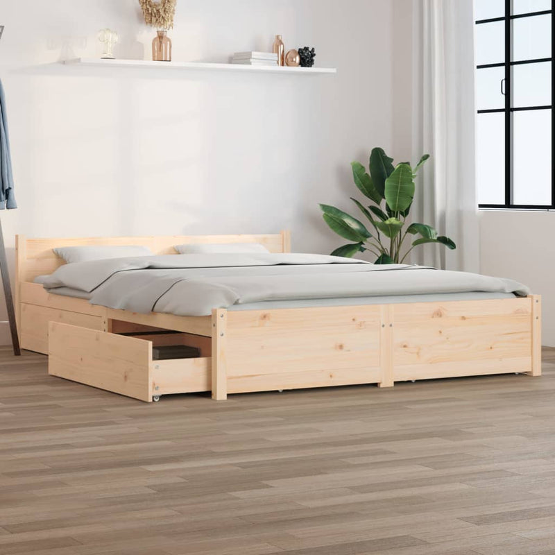 Bed Frame with Drawers 137x187 cm Double Size Payday Deals