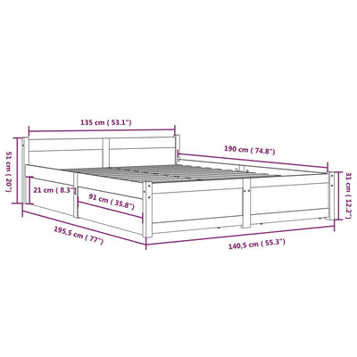 Bed Frame with Drawers 137x187 cm Double Size Payday Deals