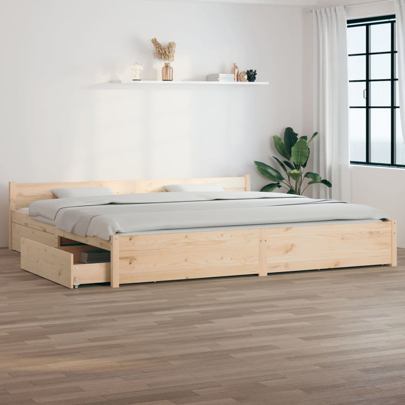 Bed Frame with Drawers 183x203 cm King Size Payday Deals