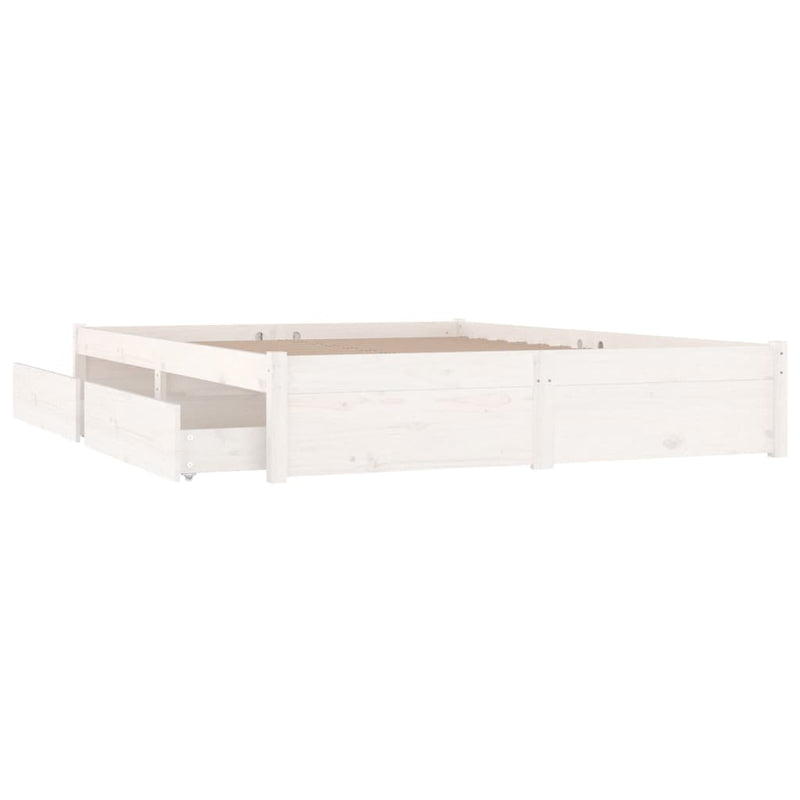 Bed Frame with Drawers White 137x187 cm Double Size Payday Deals