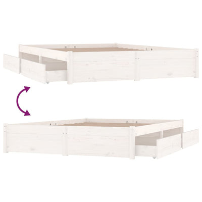 Bed Frame with Drawers White 137x187 cm Double Size Payday Deals