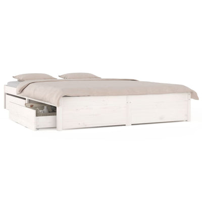 Bed Frame with Drawers White 153x203 cm Queen Size Payday Deals