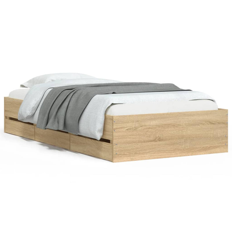 Bed Frame with Drawers without Mattress Sonoma Oak 90x190 cm Payday Deals