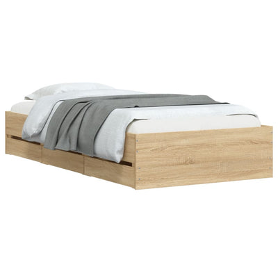 Bed Frame with Drawers without Mattress Sonoma Oak 90x190 cm Payday Deals