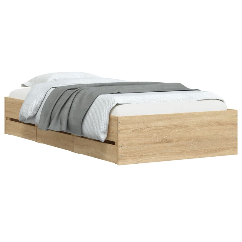Bed Frame with Drawers without Mattress Sonoma Oak 90x190 cm Payday Deals