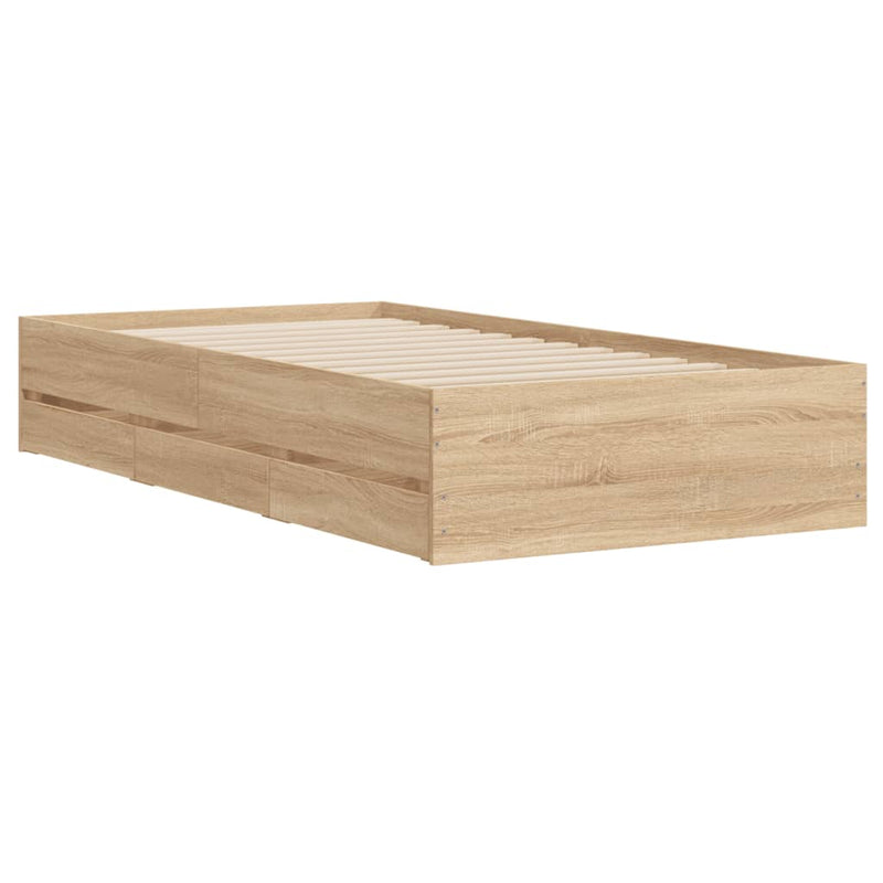 Bed Frame with Drawers without Mattress Sonoma Oak 90x190 cm Payday Deals