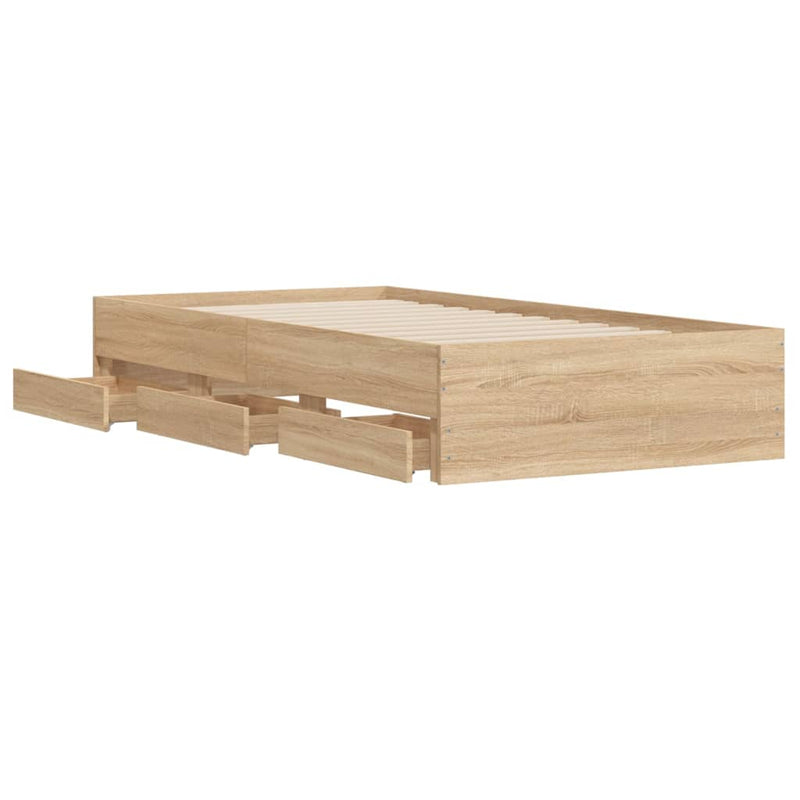 Bed Frame with Drawers without Mattress Sonoma Oak 90x190 cm Payday Deals