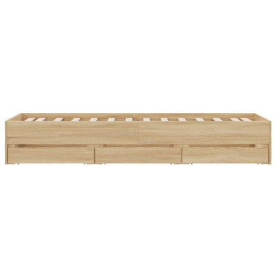 Bed Frame with Drawers without Mattress Sonoma Oak 90x190 cm Payday Deals