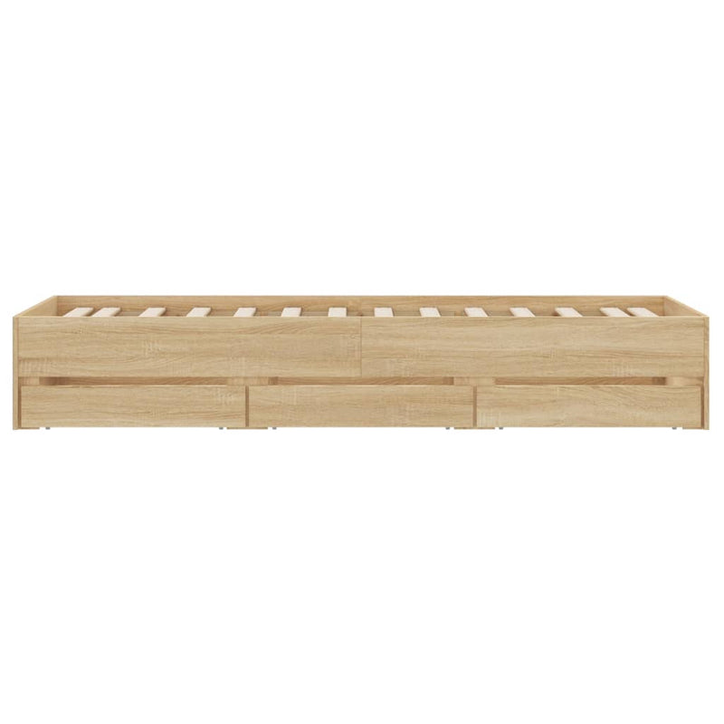 Bed Frame with Drawers without Mattress Sonoma Oak 90x190 cm Payday Deals