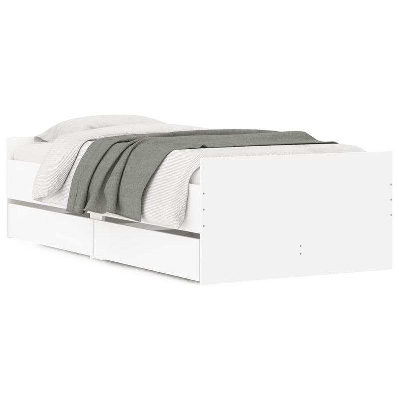 Bed Frame with Drawers without Mattress White 90x190 cm Payday Deals