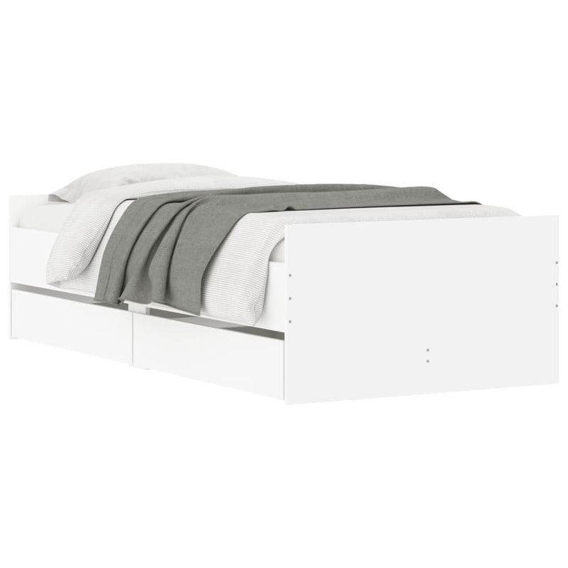 Bed Frame with Drawers without Mattress White 90x190 cm Payday Deals