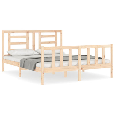 Bed Frame with Headboard 153x203 cm Queen Solid Wood Payday Deals