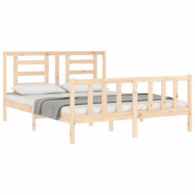 Bed Frame with Headboard 153x203 cm Queen Solid Wood Payday Deals