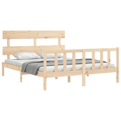 Bed Frame with Headboard 153x203 cm Queen Solid Wood Payday Deals