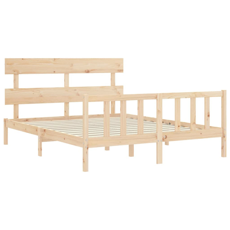 Bed Frame with Headboard 153x203 cm Queen Solid Wood Payday Deals