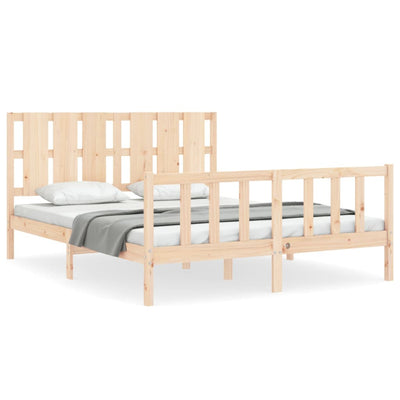 Bed Frame with Headboard 153x203 cm Queen Solid Wood Payday Deals