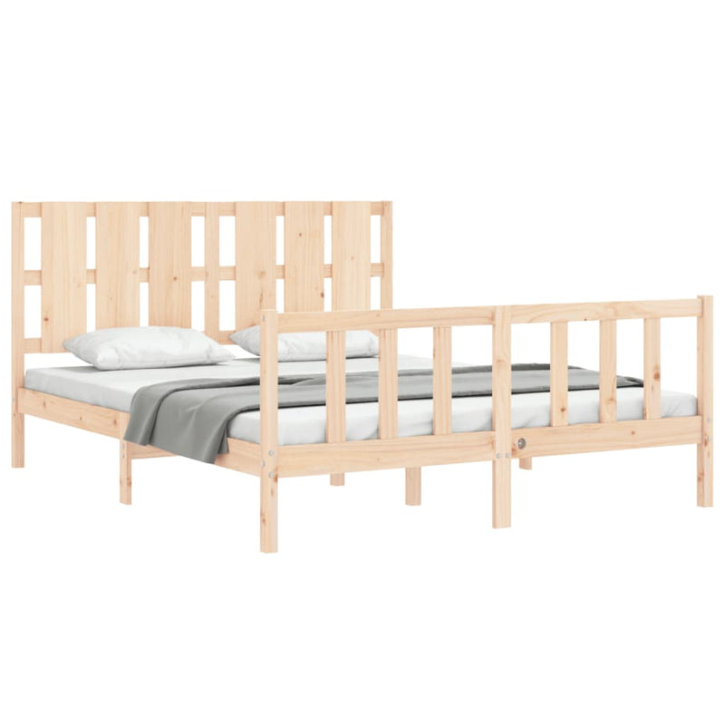 Bed Frame with Headboard 153x203 cm Queen Solid Wood Payday Deals