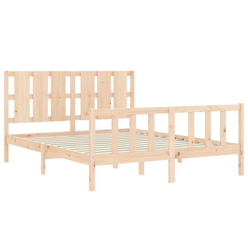 Bed Frame with Headboard 153x203 cm Queen Solid Wood Payday Deals