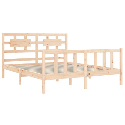 Bed Frame with Headboard 153x203 cm Queen Solid Wood Payday Deals