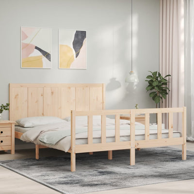 Bed Frame with Headboard 153x203 cm Queen Solid Wood Payday Deals