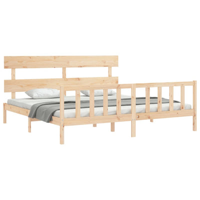 Bed Frame with Headboard 183x203 cm King Solid Wood Payday Deals