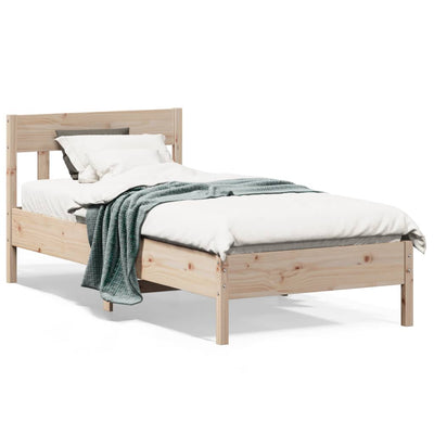 Bed Frame with Headboard 90x190 cm Solid Wood Pine