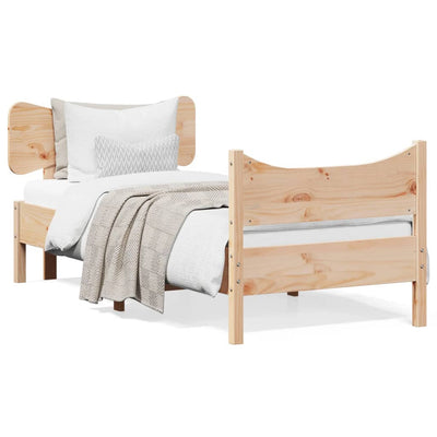 Bed Frame with Headboard 92x187 cm Single Size Solid Wood Pine