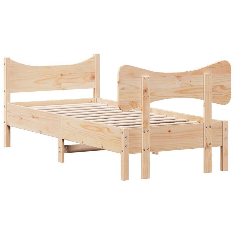 Bed Frame with Headboard 92x187 cm Single Size Solid Wood Pine Payday Deals