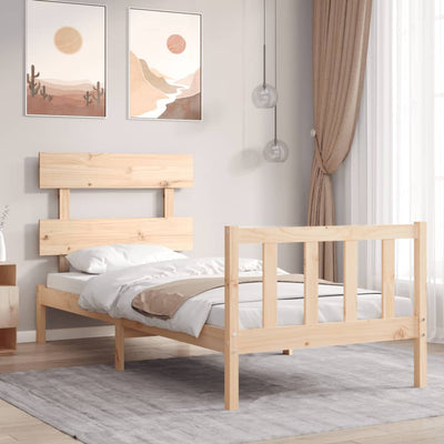 Bed Frame with Headboard 92x187 cm Single Solid Wood Payday Deals