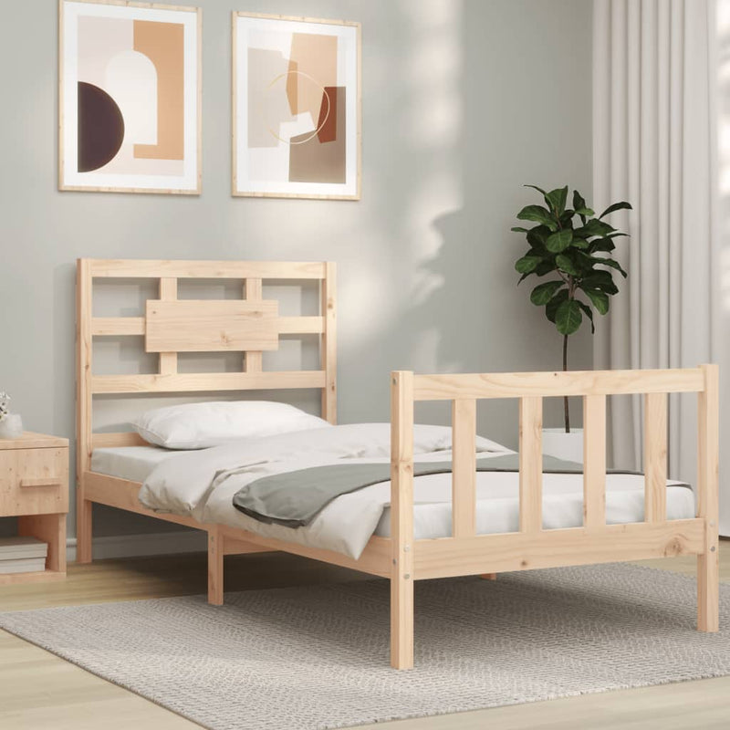 Bed Frame with Headboard 92x187 cm Single Solid Wood Payday Deals