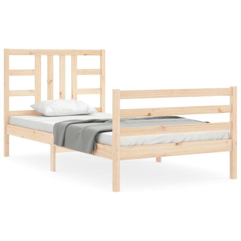 Bed Frame with Headboard 92x187 cm Single Solid Wood Payday Deals