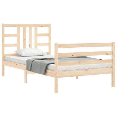 Bed Frame with Headboard 92x187 cm Single Solid Wood Payday Deals