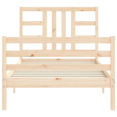 Bed Frame with Headboard 92x187 cm Single Solid Wood Payday Deals