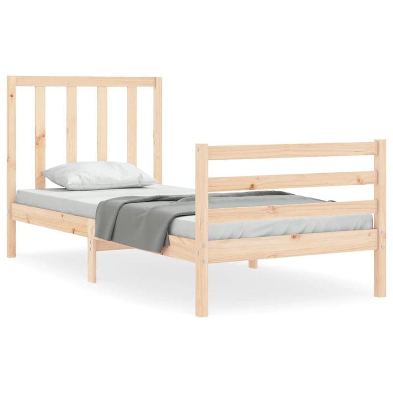 Bed Frame with Headboard 92x187 cm Single Solid Wood Payday Deals