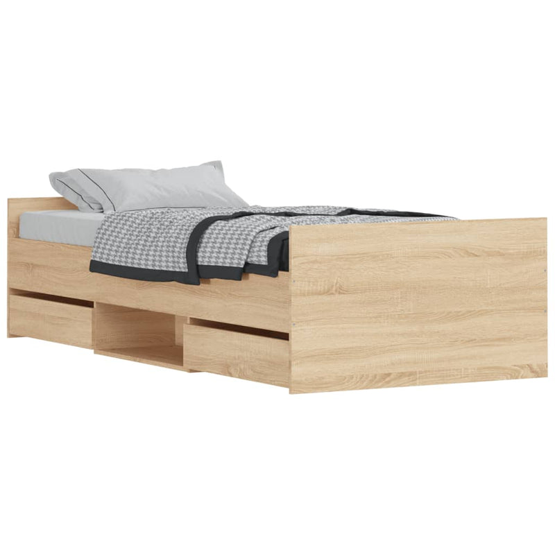 Bed Frame with Headboard and Footboard Sonoma Oak 92x187 cm Single Size Payday Deals
