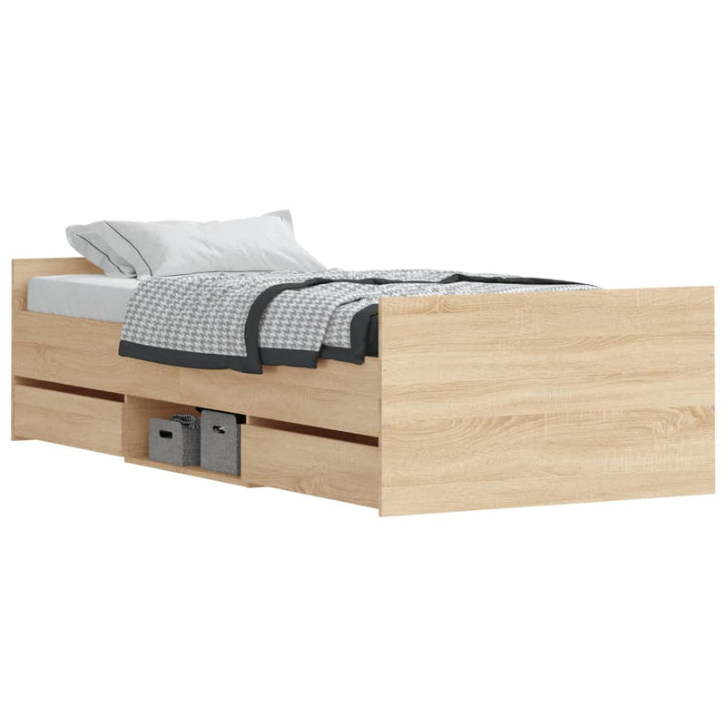 Bed Frame with Headboard and Footboard Sonoma Oak 92x187 cm Single Size Payday Deals