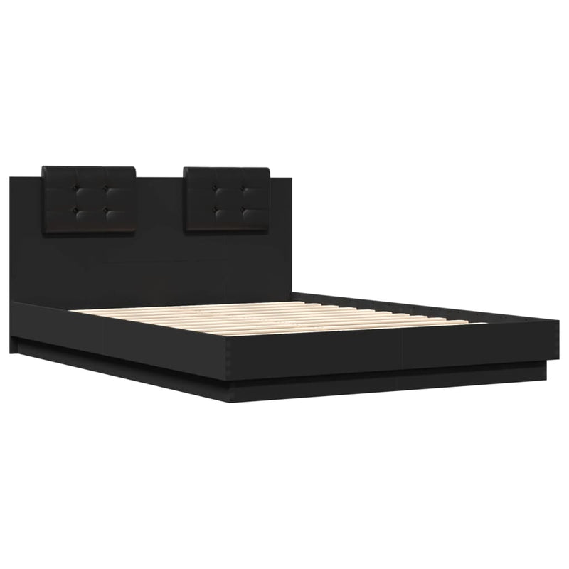 Bed Frame with Headboard and LED Lights Black 150x200 cm Payday Deals