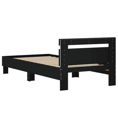 Bed Frame with Headboard and LED Lights Black 90x190 cm Payday Deals