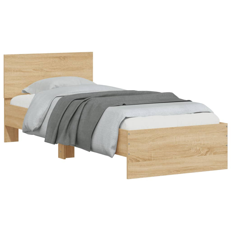 Bed Frame with Headboard and LED Lights Sonoma Oak 90x190 cm Payday Deals