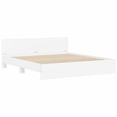 Bed Frame with Headboard and LED White 183x203 cm King Size Payday Deals