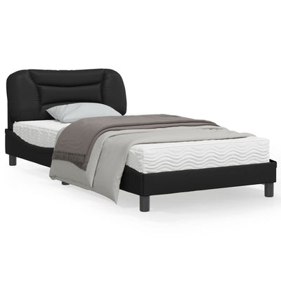 Bed Frame with Headboard Black 106x203 cm King Single Size Faux Leather