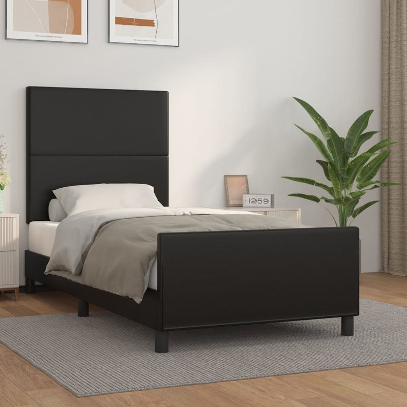 Bed Frame with Headboard Black 106x203 cm King Single Size Velvet Payday Deals