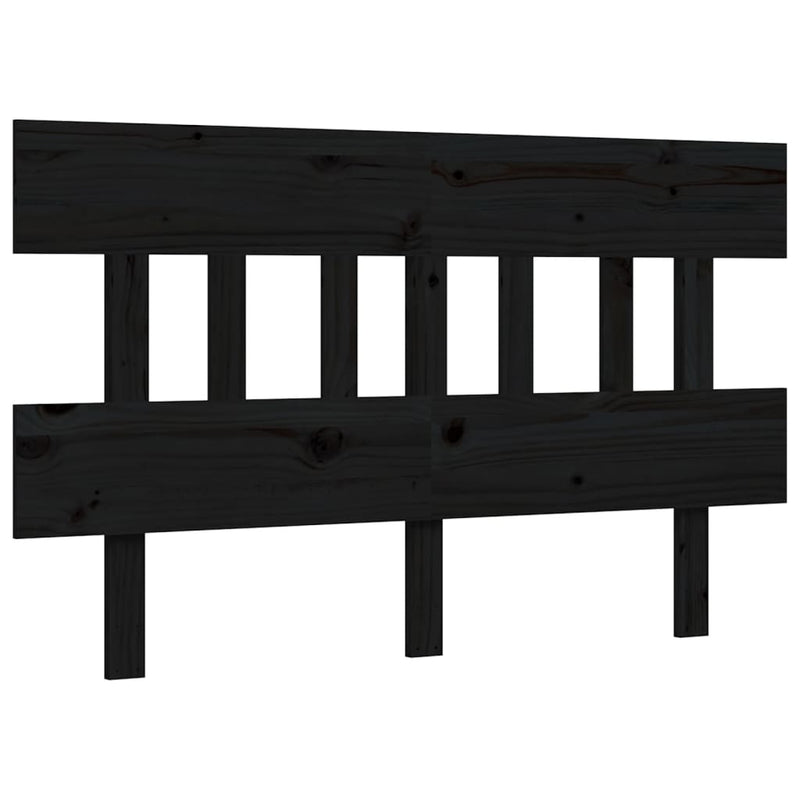 Bed Frame with Headboard Black 137x187 cm Double Size Solid Wood Payday Deals