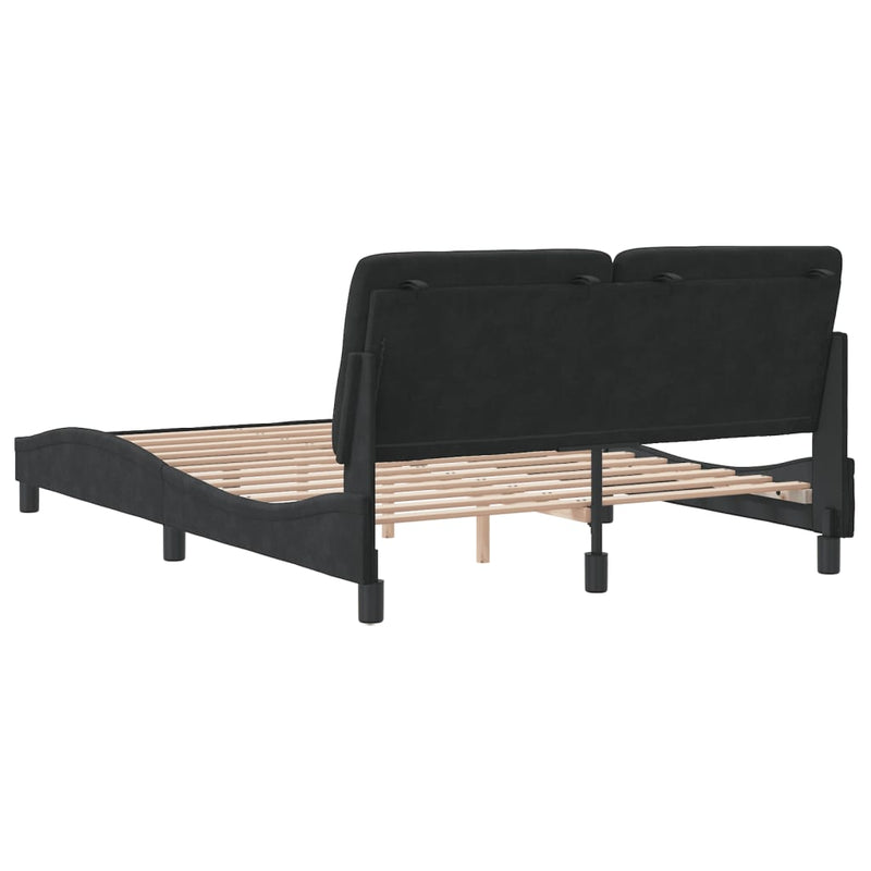 Bed Frame with Headboard Black 137x187 cm Double Size Velvet Payday Deals