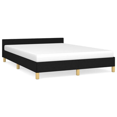 Bed Frame with Headboard Black 153x203 cm Queen Fabric Payday Deals